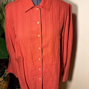 Evan Picone Coral Button-Up Shirt